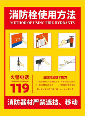 消防栓使用方法海报展板消防栓的使用方法消防安全四个能力墙贴