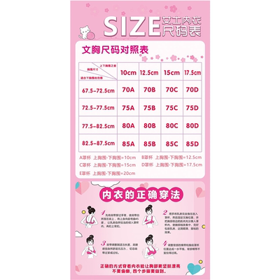 服装店内衣店文胸选购尺码图对照表挂画贴纸文胸小贴士