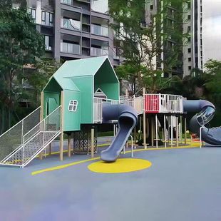 户外木质滑梯 儿童户外大型长廊架 不锈钢攀爬网游乐设施