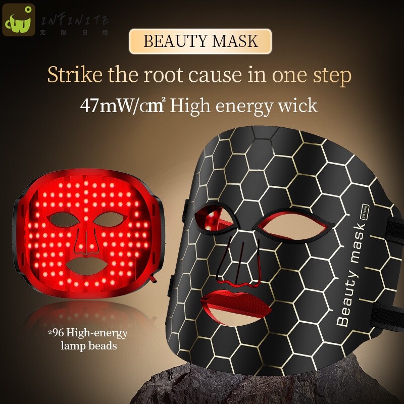 家用便捷式光子嫩肤仪 LED硅胶光谱面罩 脸部大排灯美容仪厂家