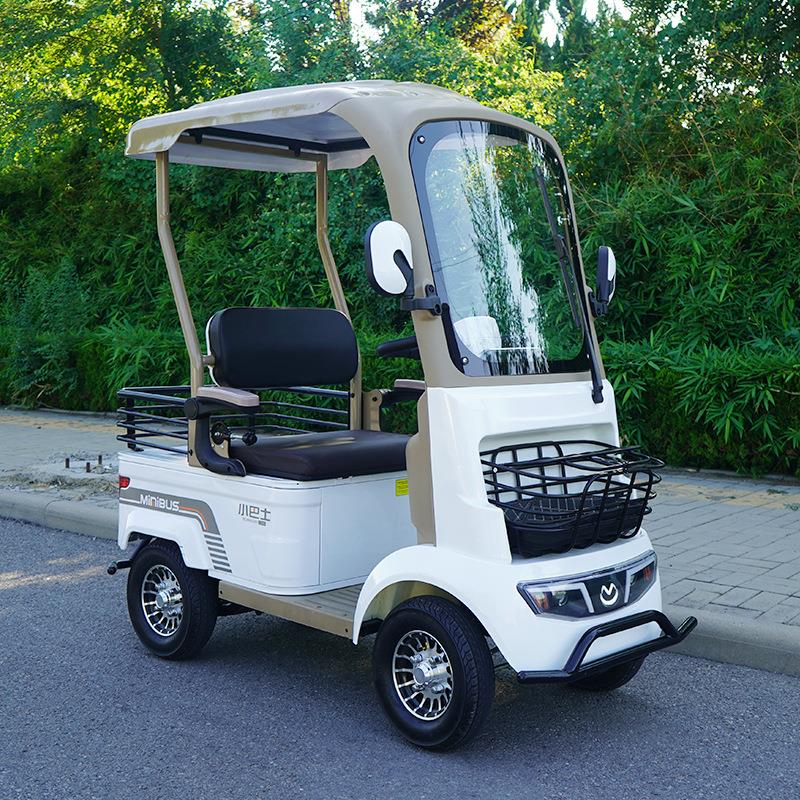 小巴士A2老年代步车电动四轮车接送孩子老人双人座助力光车电瓶车