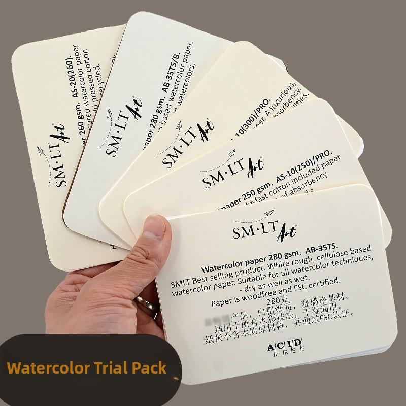 欧洲进口SMLT水彩纸试用装盒装明信片卡纸300g棉浆色粉棒绘画纸
