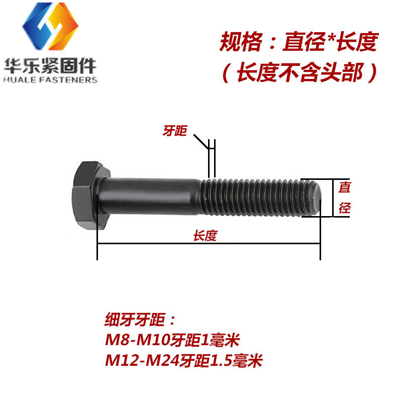 12.9级高强度细牙外六角螺丝细扣螺栓 M14*1.5*30/40/50/140/150-封面