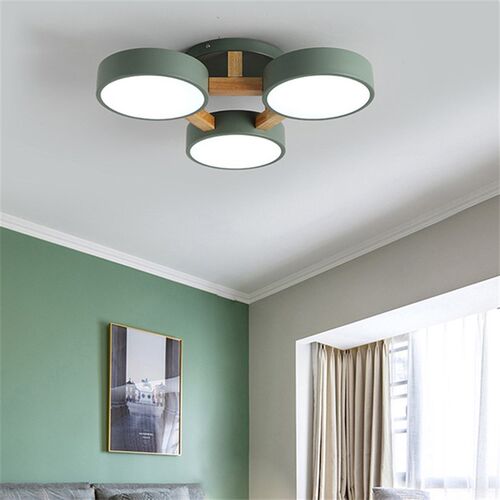 220V LED Cehiling Lights With Grey/Green/White Metal Lampsha
