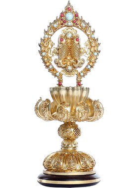 藏式纯铜八吉祥摆件密宗全铜鎏A金佛堂供具法轮家用彩绘吉祥八宝