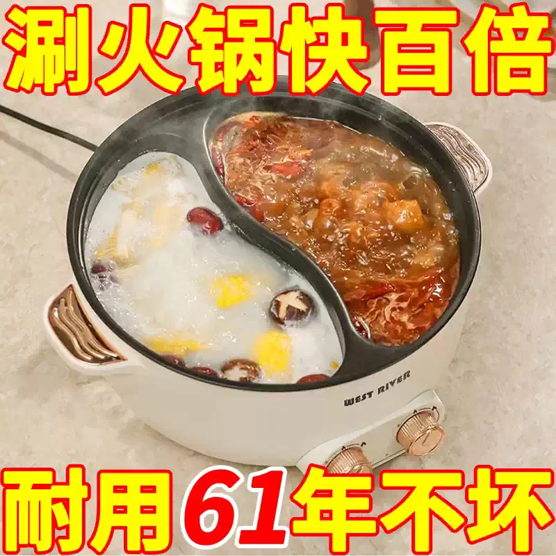 德国鸳鸯锅电火锅多功能家用一体式大容量双控制电煮大功率电热锅
