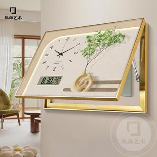 饰画现代简约带钟表电子万年历免打孔配电箱遮挡挂画 北欧电表箱装