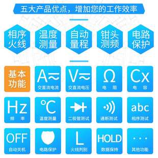 伊万厂家VC3266B自动量程相序火线判别钳形表数字钳型万用表