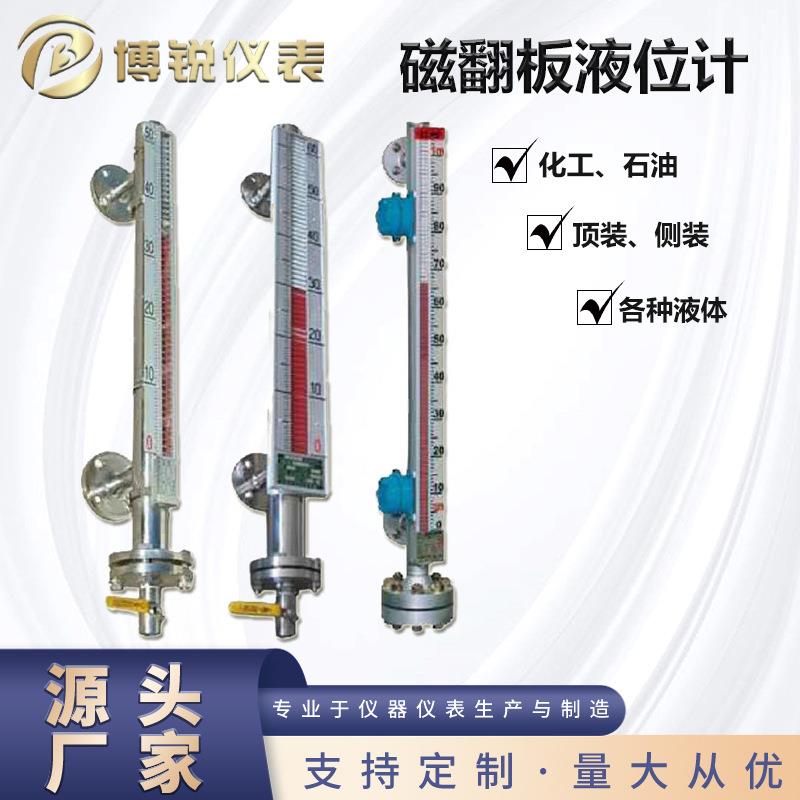 磁翻板液位计防腐不锈钢磁翻柱水位计侧装远传防爆磁性浮子液位计