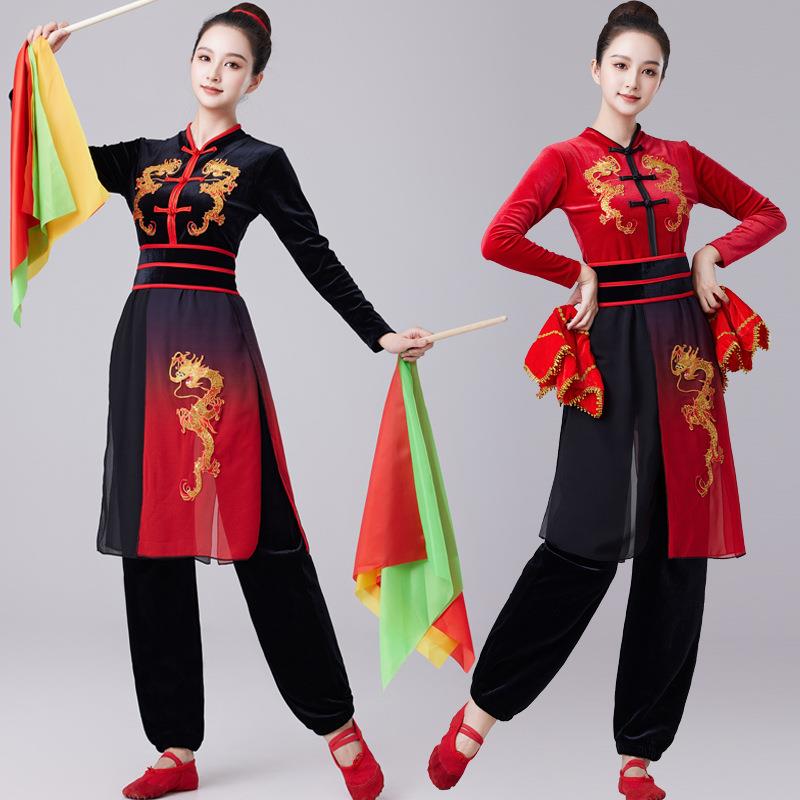 （套装）广场舞服装秋冬秧歌打鼓演出服装女2024新款金丝绒表演服