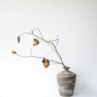 手工覆古老中国风Wabi-Sabi小嘴禅艺术创意摄影道具插花干花瓶石
