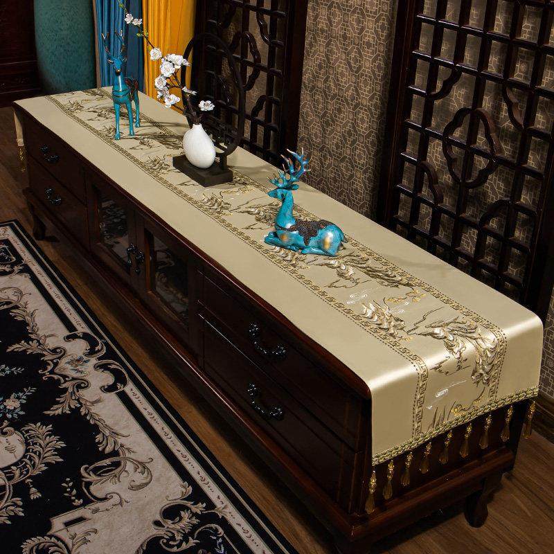 中式电视柜盖布桌布长方形布艺茶几台布客厅防尘罩盖巾玄关鞋柜布