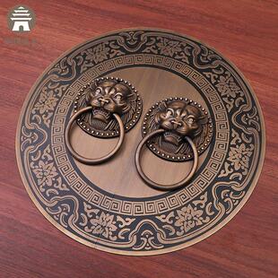 彷古大门中式纯铜门环兽头拉手把手覆古圆形拉环门栓锁扣插销配件