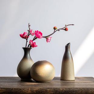 新中国风创意覆古石器小花瓶花瓶禅宗装饰品办公室餐厅桌面家居装