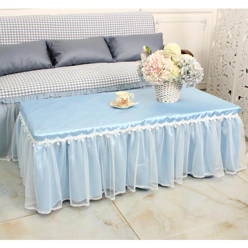 清新蓝色缎面蕾丝桌布套罩家用长方形茶几餐桌盖巾布艺定制尺寸,居家布艺,桌布,淘宝优惠券,粉丝福利购,淘宝优惠卷