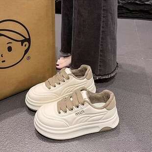 百搭舒适增高运动板鞋 女面包鞋 休闲风 软底厚底小白鞋 2026春秋新款