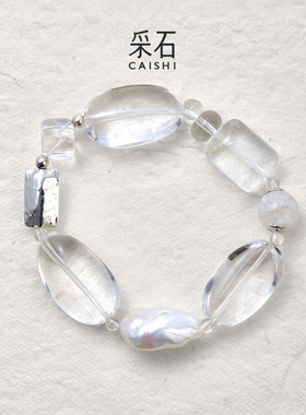 采石studio｜原创「浮银」天然银片巴洛克雪花高级时尚老钱风手链