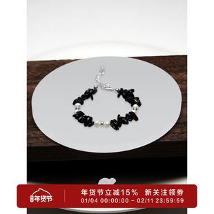采石studio|原创「黑糯米珠珠」黑玛瑙珍珠手链日常百搭通勤高级