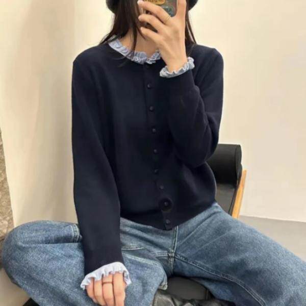 大码洋气针织开衫长袖针织加厚春秋毛针织衫显瘦网红休闲1329