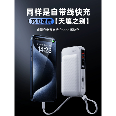 Remax睿量插头充电宝自带线