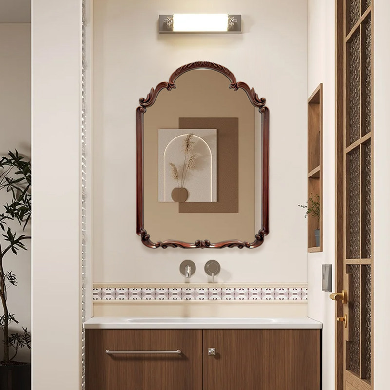 不规则卫生间双台盆浴室镜法式玄关壁炉装饰镜艺术设计感化妆镜子