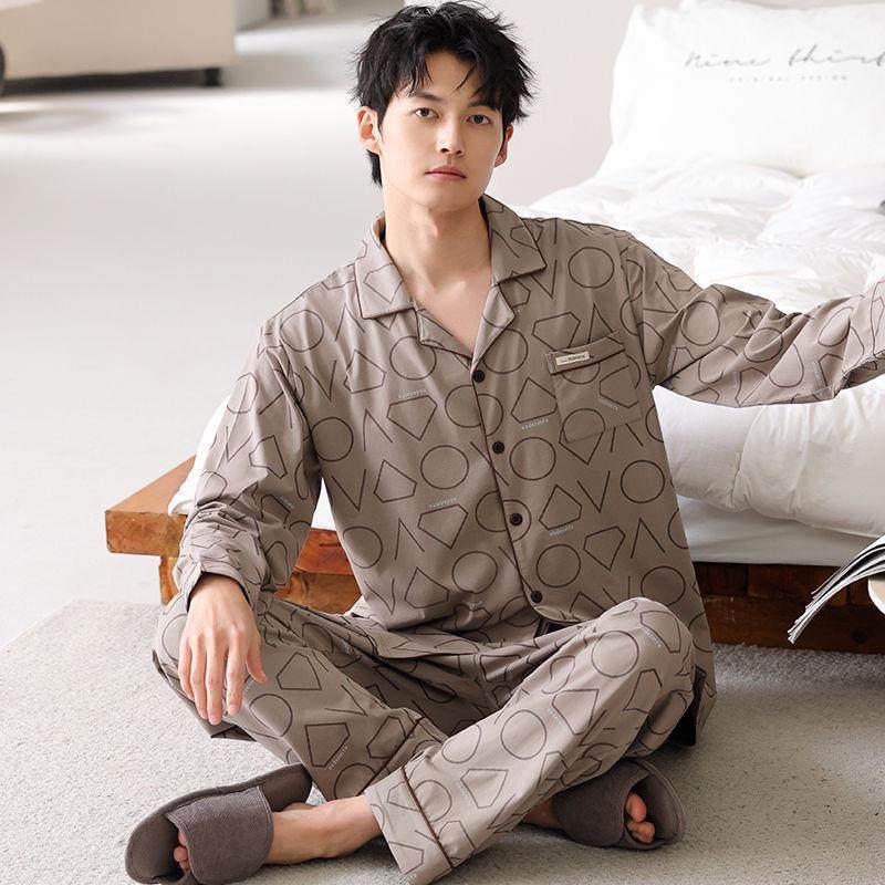 男士睡衣春秋款纯棉长袖圆领套头深灰全棉格子裤青少年家居服套装,女士内衣/男士内衣/家居服,睡衣/家居服套装,淘宝优惠券,粉丝福利购,淘宝优惠卷