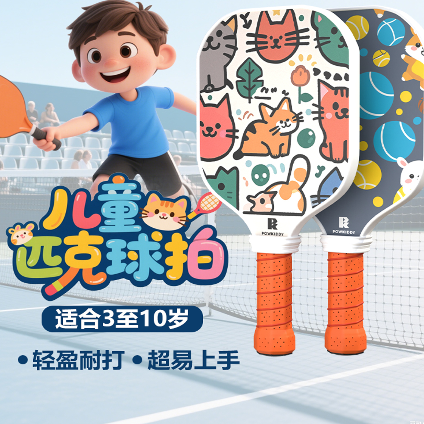 迪维斯匹克球球拍玻纤pickleball儿童亲子碳纤维拍板皮克球拍全套