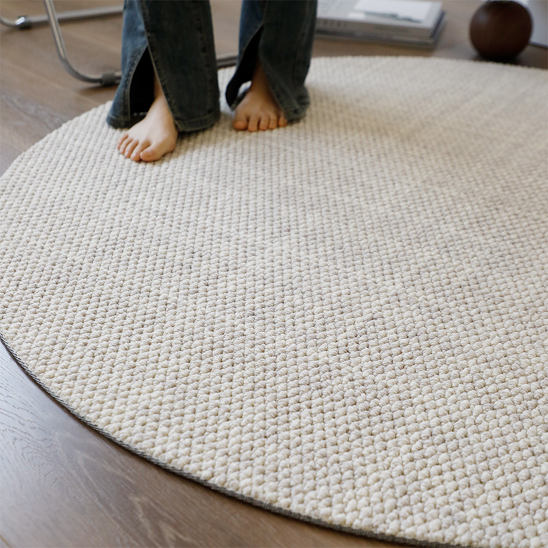 久忆简约圆形羊毛地毯环保耐脏