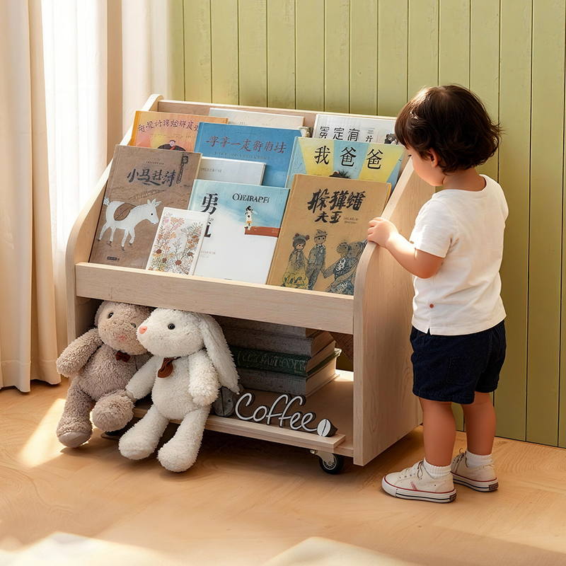 叮叮熊儿童书架宝宝绘本架环保无异味收纳架移动置物架蒙氏储物架