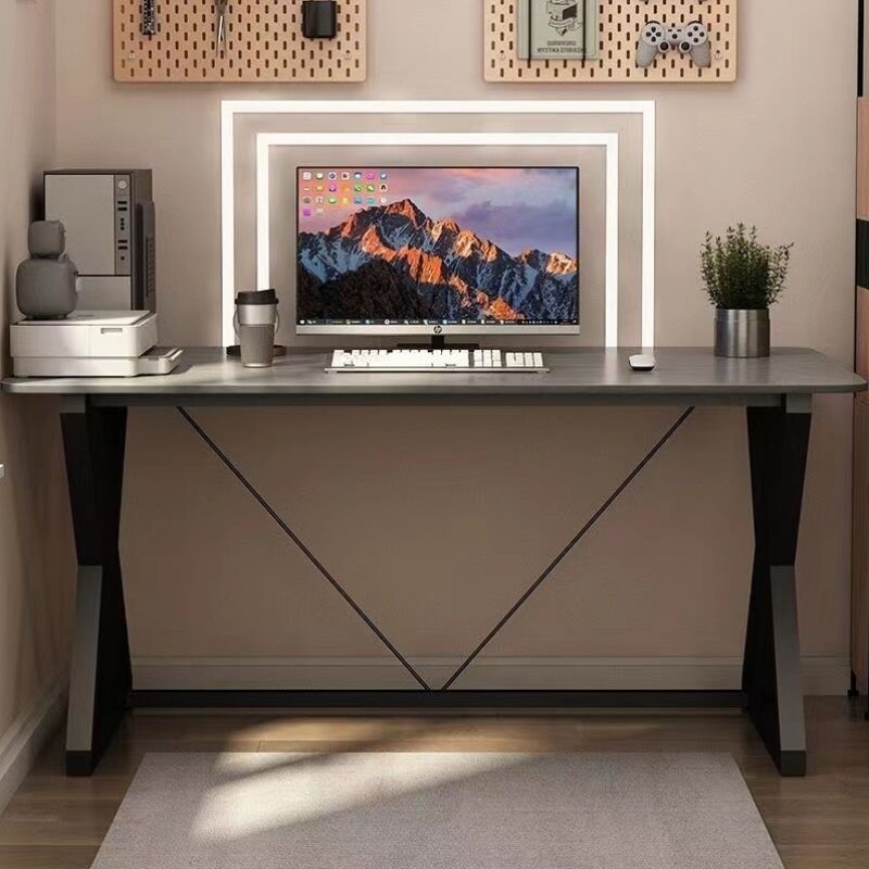 岩板书桌电脑桌台式家用办公桌2023新款轻奢高档真岩板卧室小户型