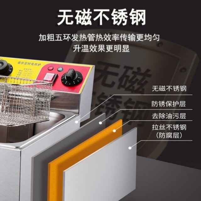 油炸锅商用摆摊加厚定温定时双头炸炉不锈钢炸鸡排油炸锅电热炸锅