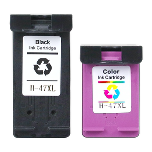 适用惠普47XL墨盒HP Deskjet 4825 4826 4877 4829 4828喷墨打印机黑色彩色墨盒连喷透明盖可加墨HP47大容量