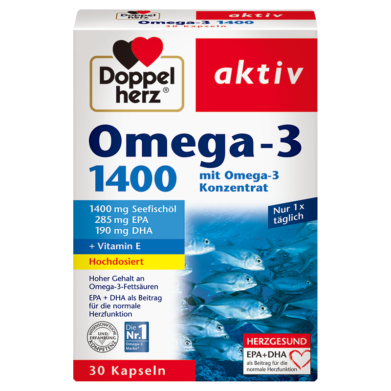 德国双心DHA欧米伽深海鱼油1400mg心脑血管成人胶囊omega3高纯度