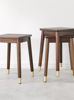 家逸实木小凳子家用结实耐用脚凳餐凳可叠放高方凳卧室梳妆凳板凳