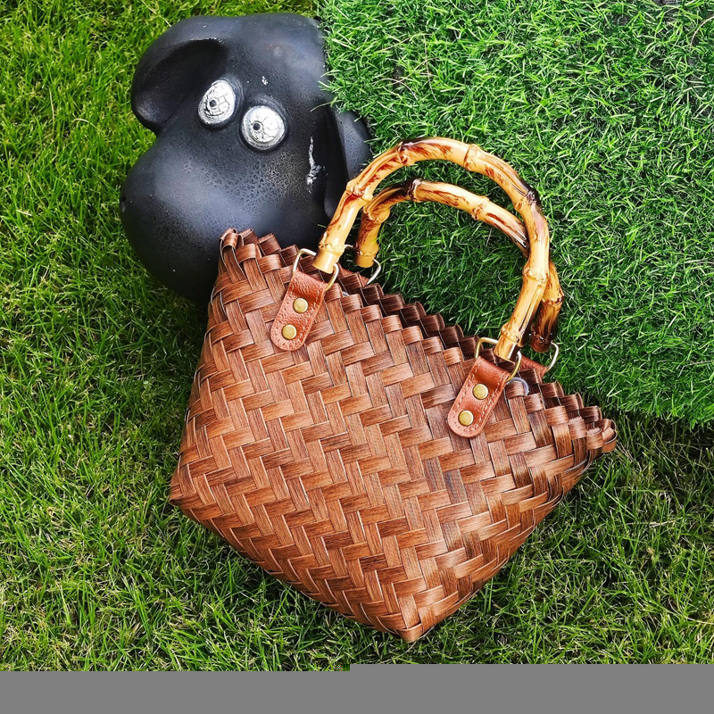 2026新款藤编手提包菜篮子草编包包竹节包女复古手工竹编伴手礼包