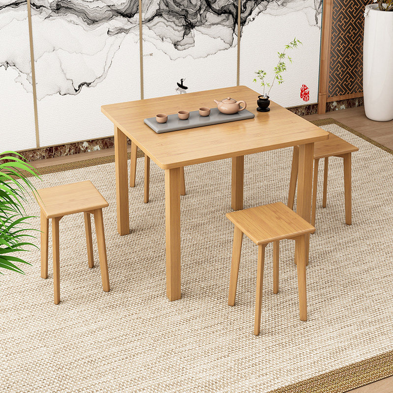 折叠桌家用简易楠竹实木吃饭餐桌小户型出租房正方形学习四方桌子
