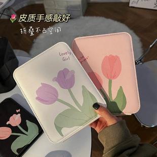 桌面可立家用折叠便携学生宿舍 ins风郁金香镜子梳妆台化妆镜台式