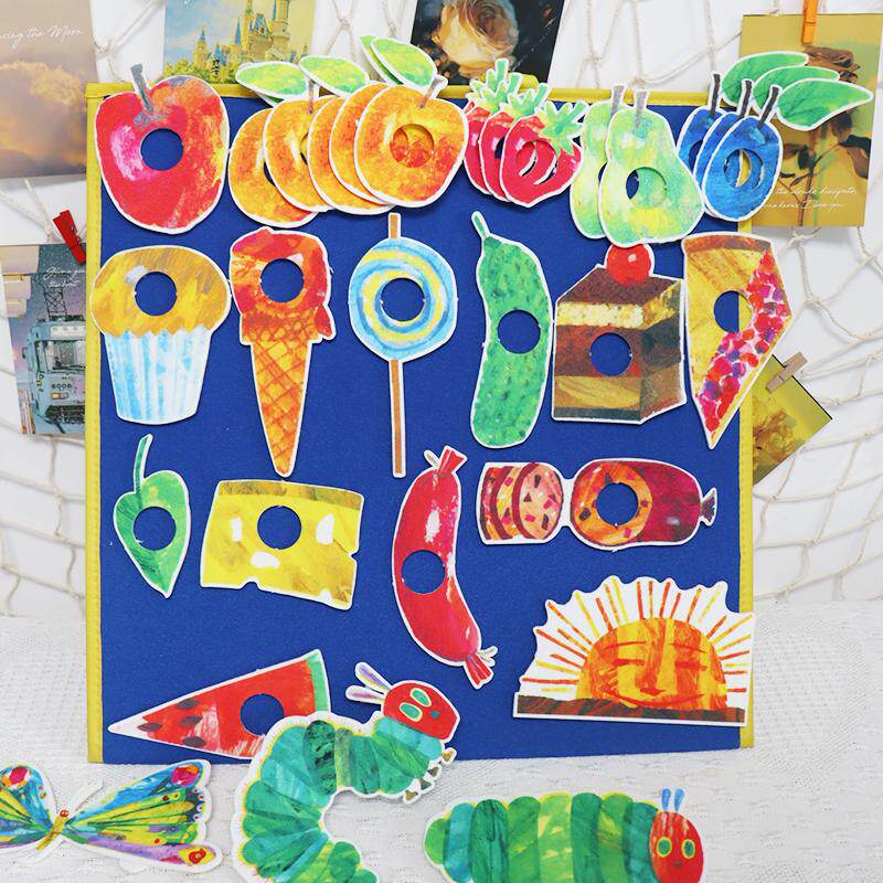 好饿的毛毛虫英语绘本故事毛毡幼儿园围裙剧表演互动教具益智早教