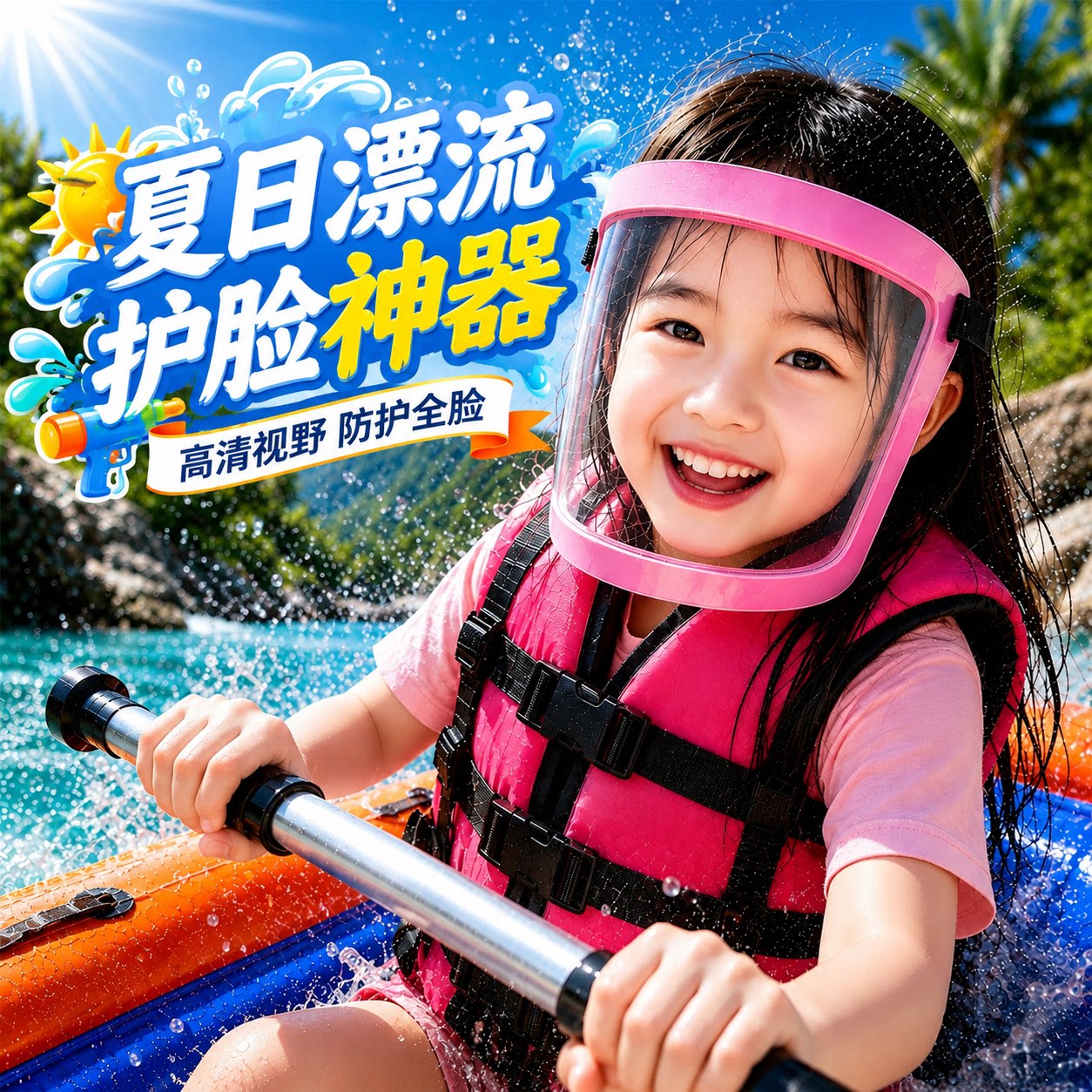 儿童漂流防水护目面罩打水仗玩具图片