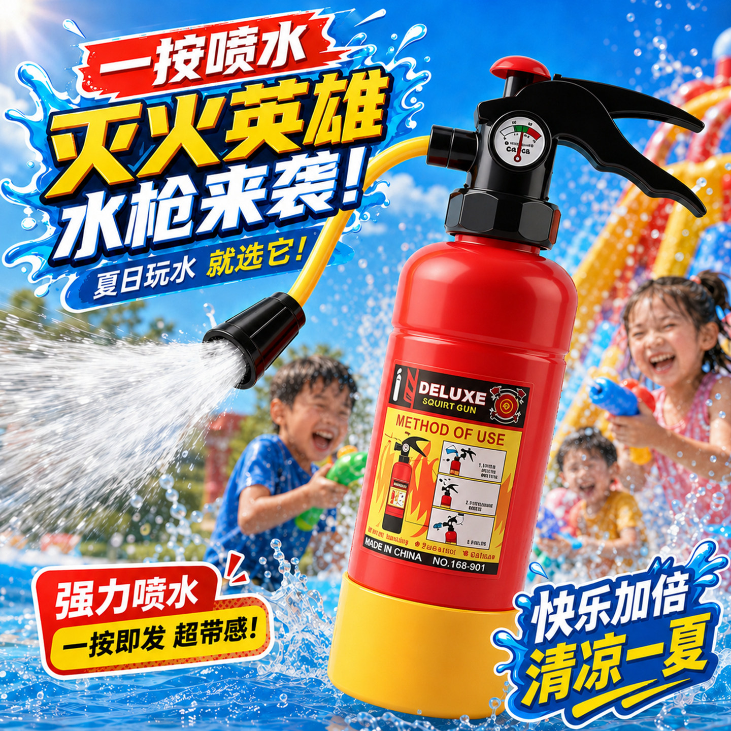 仿真灭火器玩具喷水枪儿童消防员呲水枪男孩大容量戏水玩水装备小