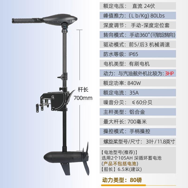 汉飞电动推进器船用12v电机无刷橡皮艇马达螺旋桨钓鱼船挂桨外机