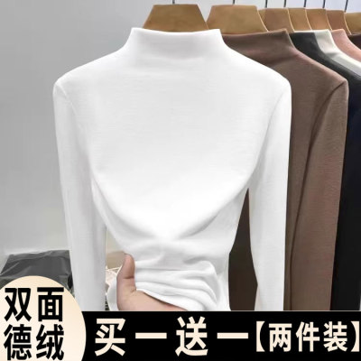 2025新款秋冬半高领德绒打底衫女