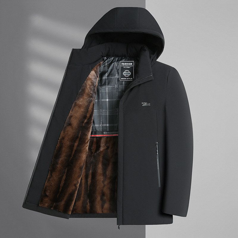 棉服冬季加厚派克潮流爸爸加绒中棉衣