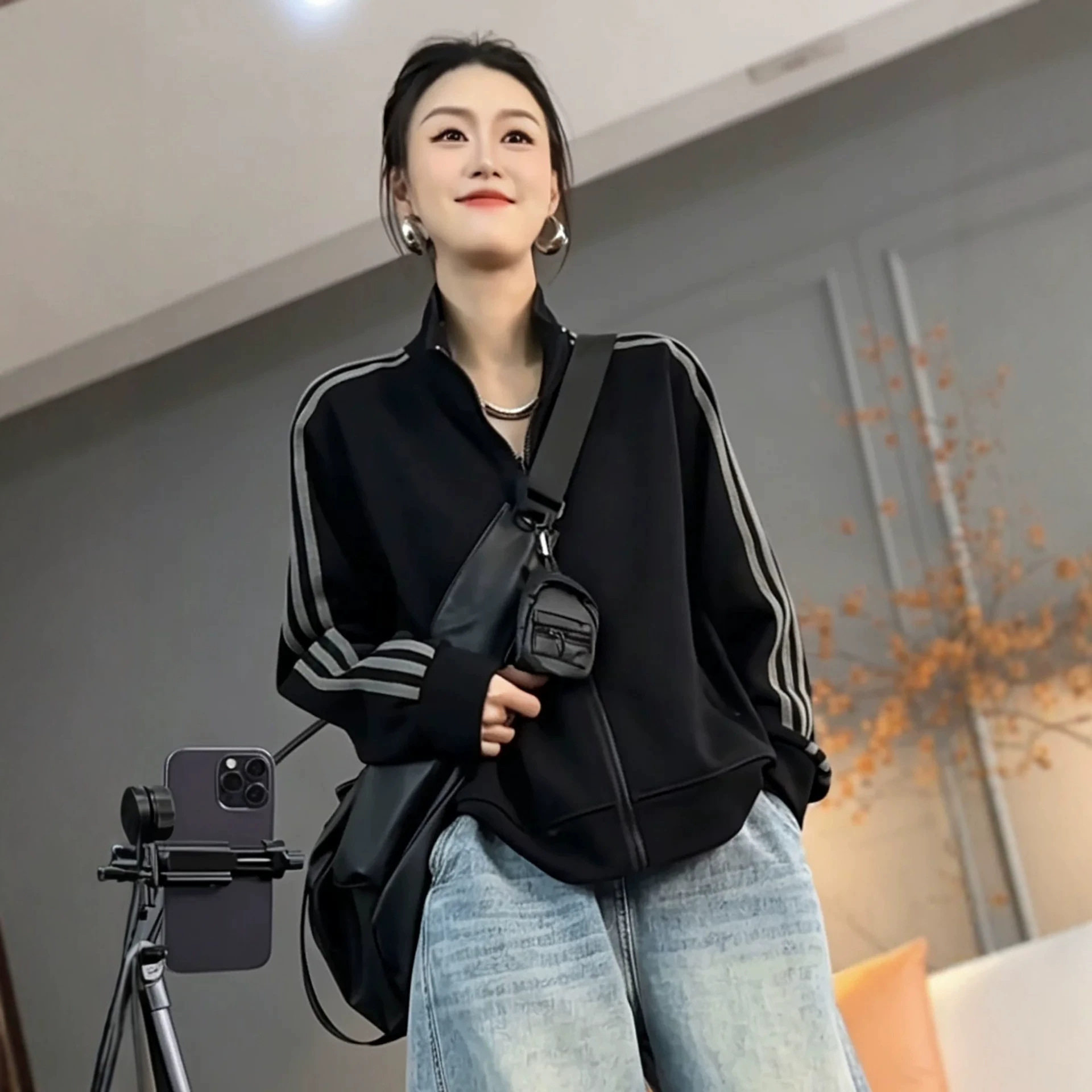 韩系百搭时尚棒球服外套女装秋冬季新款开衫休闲宽松短款运动上衣