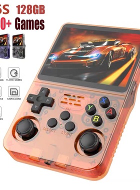 新款R36S透明128G游戏机PSP怀旧复古童年PS1模拟器掌机开源充电