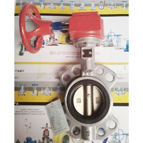 宇明D371X-16Q铸铁软t密封涡轮对夹蝶阀DN40-300消防水管阀门开关