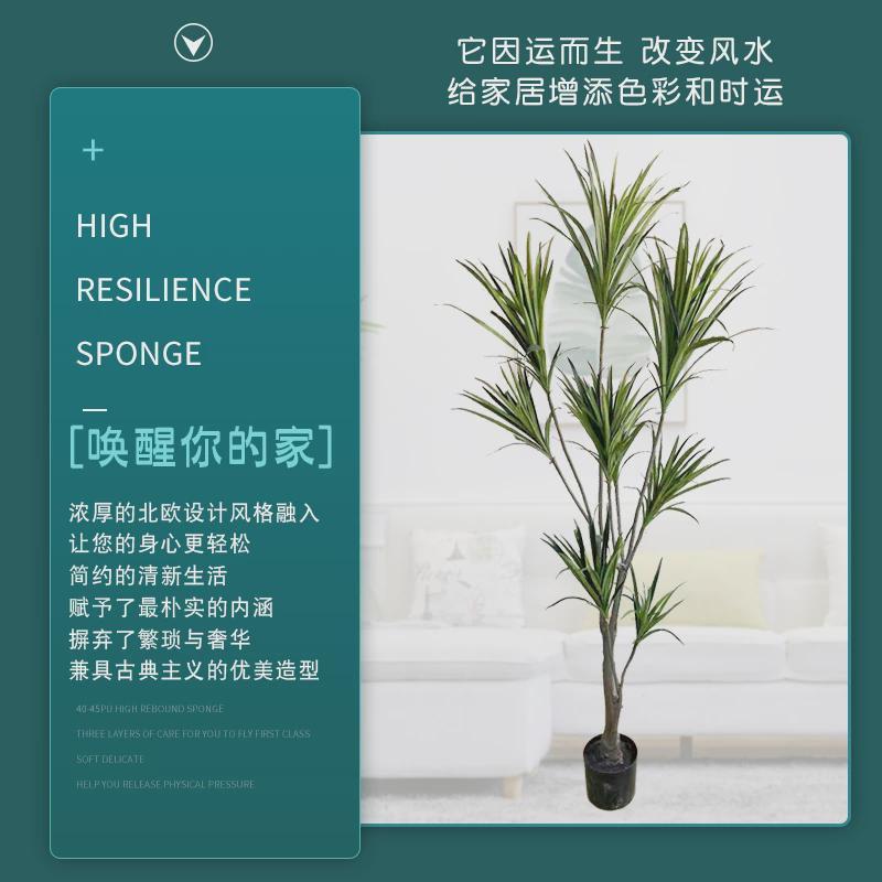 北欧热带仿真龙血树铁树商场酒店室内大型落地绿植假盆栽装饰花艺