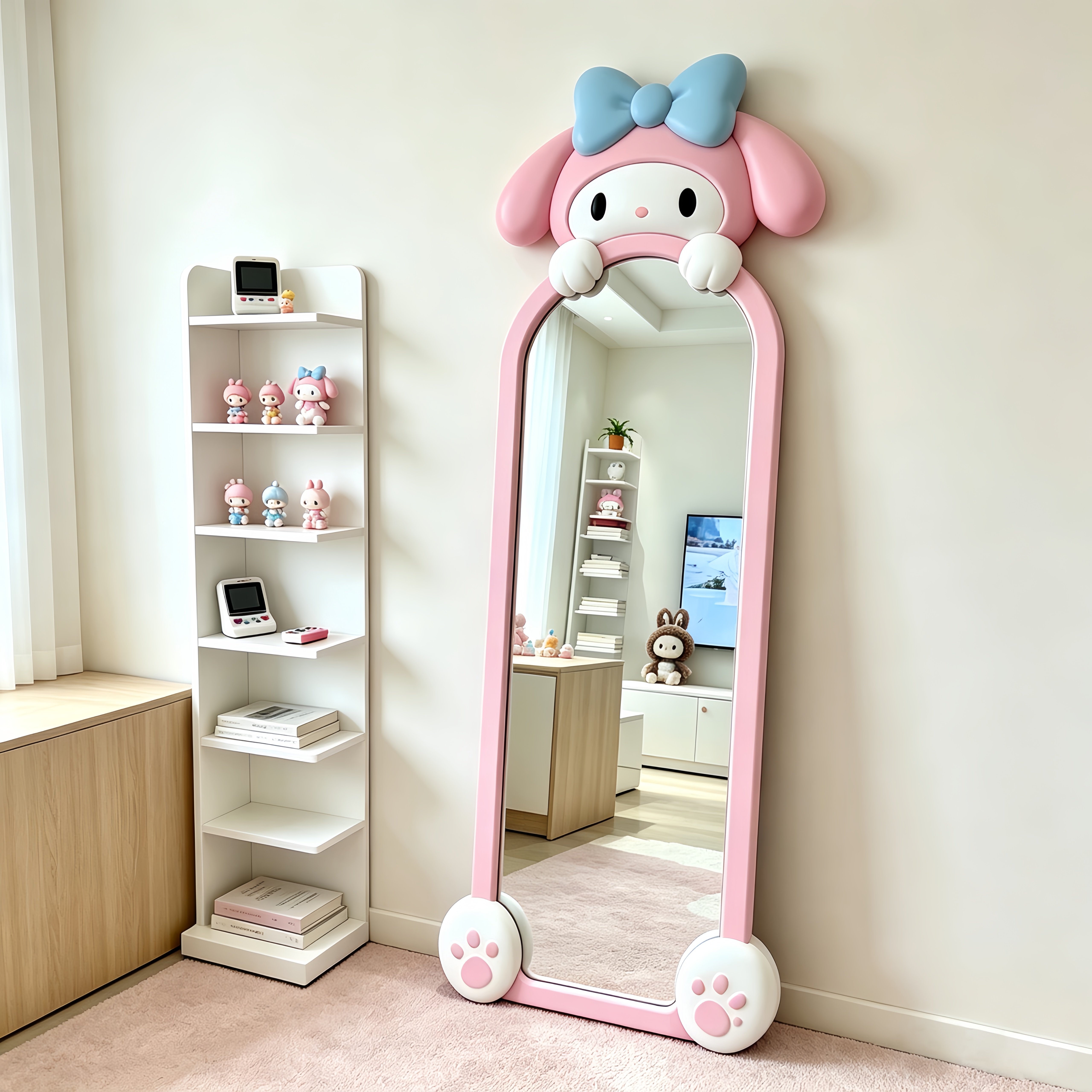 C2网红高颜值女生卧室壁挂穿衣镜