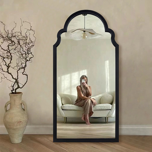 简约现代黑边异形落地式 靠墙全身镜设计创意家用客厅壁挂穿衣镜子
