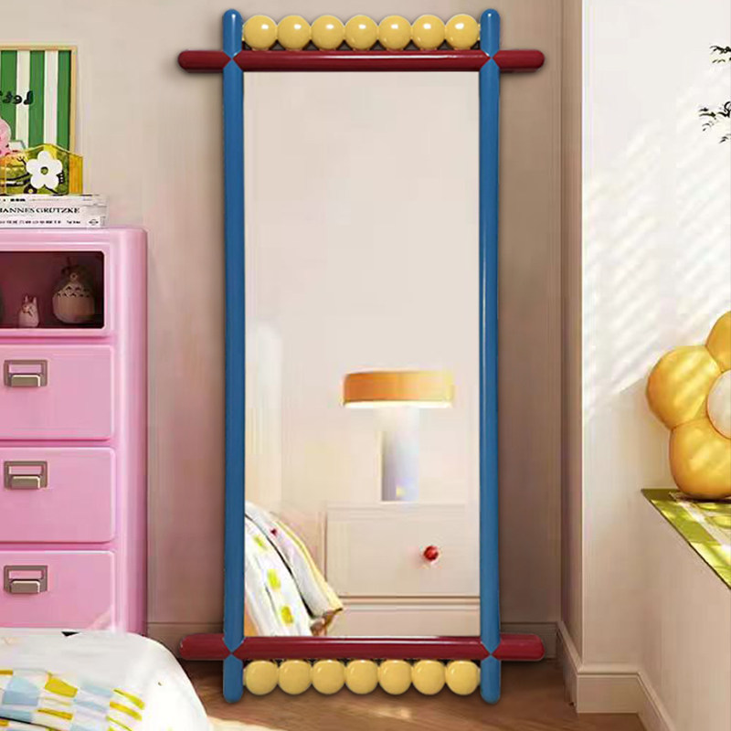 北欧网红落地全身镜创意艺术穿衣镜家用卫生间壁挂led智能浴室镜